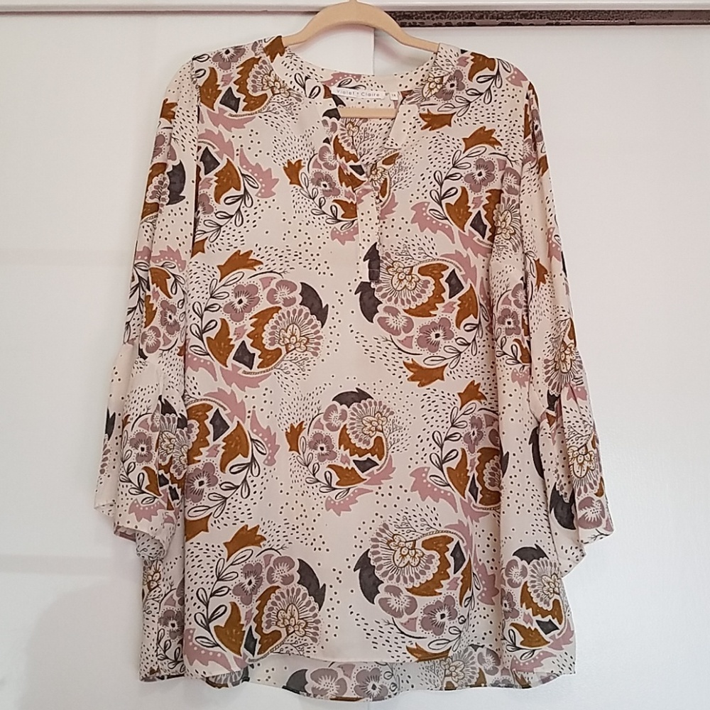 Flared Sleeve Plus Size Blouse